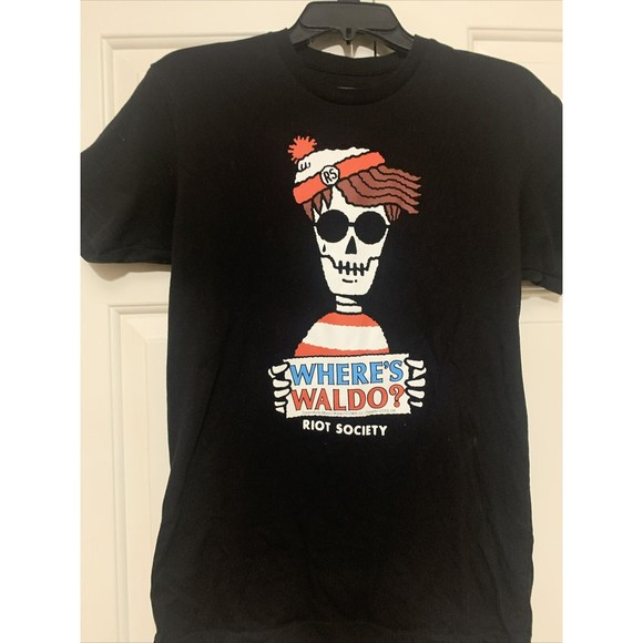Where's Waldo Skeleton Riot Society Men's T-Shirt Size Small - Picture 2 of 5